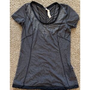 Lululemon Run Silver Bullet Short Sleeve Tech Shirt Top Heathered Black Size 6